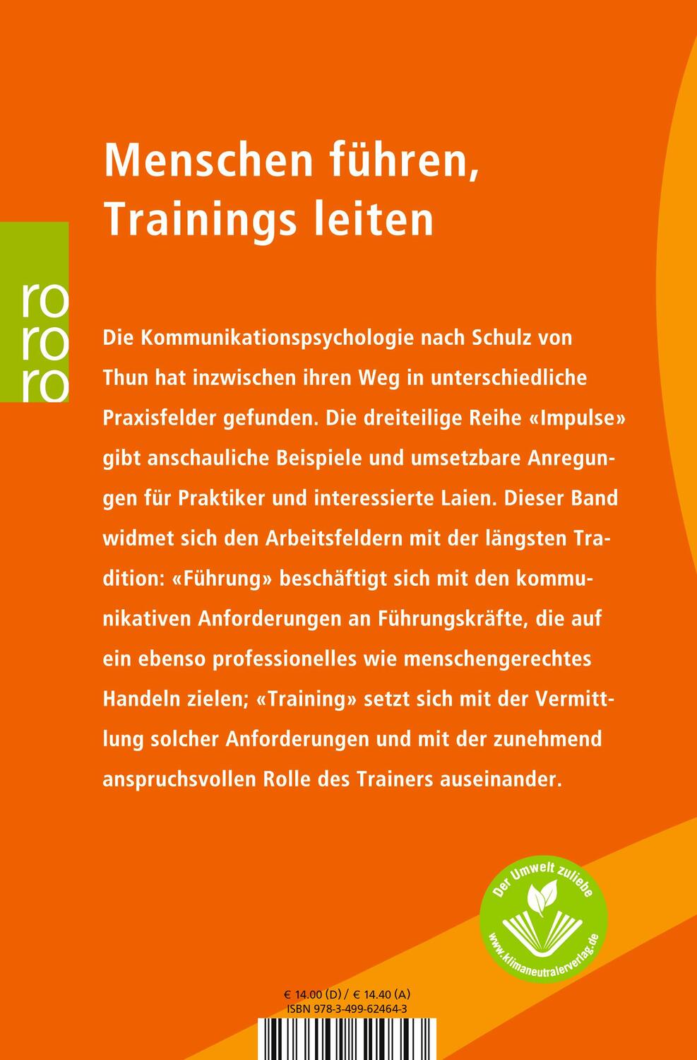 Rückseite: 9783499624643 | Impulse für Führung und Training | Friedemann Schulz von Thun (u. a.)