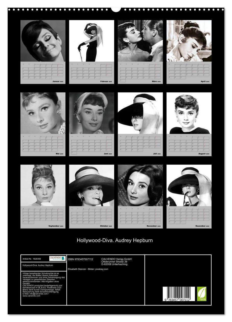 Bild: 9783457007112 | Hollywood-Diva. Audrey Hepburn (hochwertiger Premium Wandkalender...