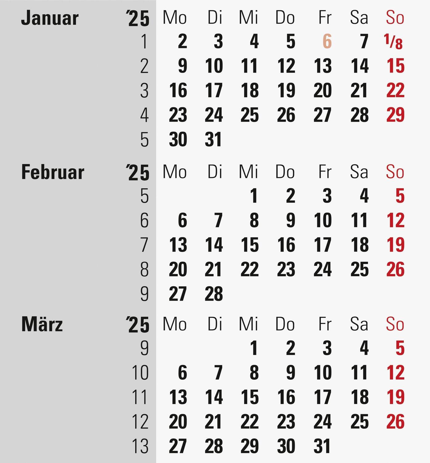 Bild: 4003273788237 | rido/idé 7038000205 3-Monats-Tischkalender (2025) 1 Seite = 3...