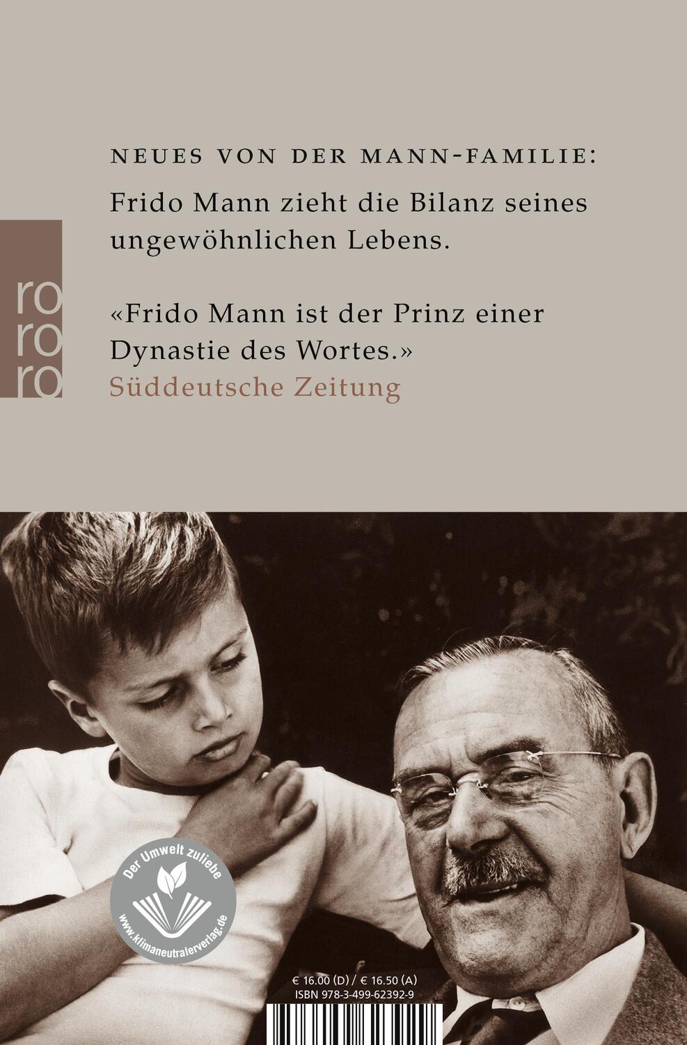 Rückseite: 9783499623929 | Achterbahn | Ein Lebensweg | Frido Mann | Taschenbuch | Deutsch | 2009