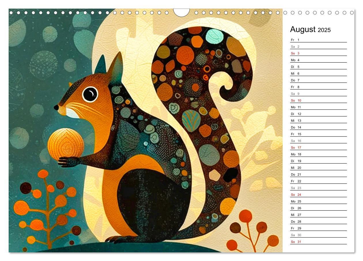 Bild: 9783383908927 | Waldtiere, bunt und naiv (Wandkalender 2025 DIN A3 quer), CALVENDO...