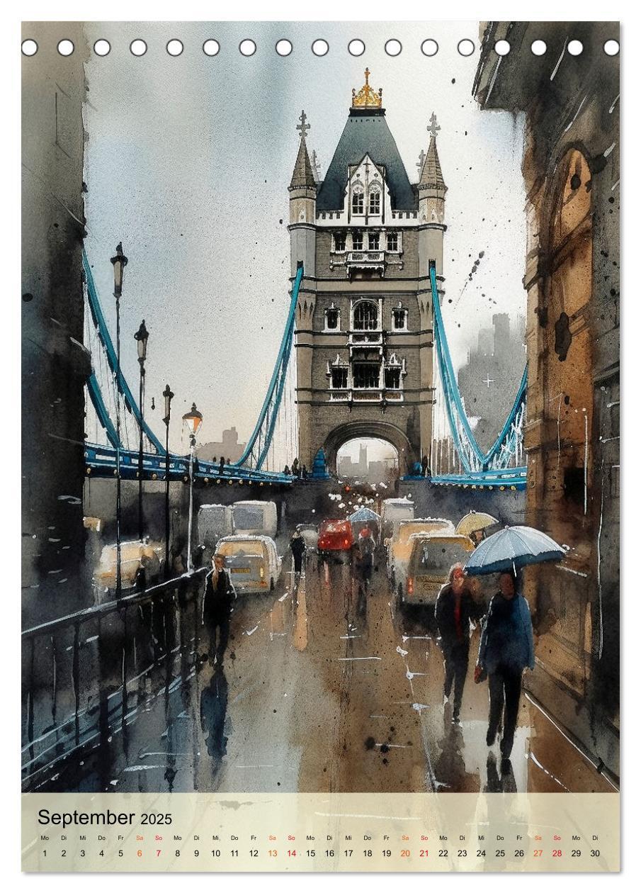 Bild: 9783435876808 | London - ein Regentag (Tischkalender 2025 DIN A5 hoch), CALVENDO...