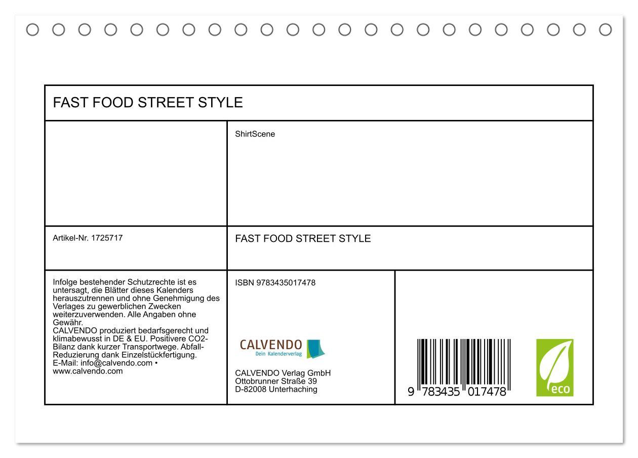 Bild: 9783435017478 | FAST FOOD STREET STYLE (Tischkalender 2025 DIN A5 quer), CALVENDO...