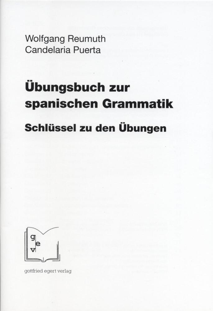 Cover: 9783936496208 | Übungsbuch zur spanischen Grammatik, Schlüssel zu den Übungen | 2007