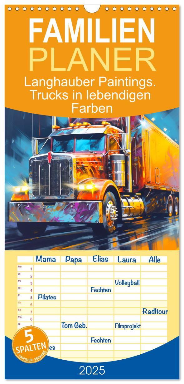 Cover: 9783457092651 | Familienplaner 2025 - Langhauber Paintings. Trucks in lebendigen...