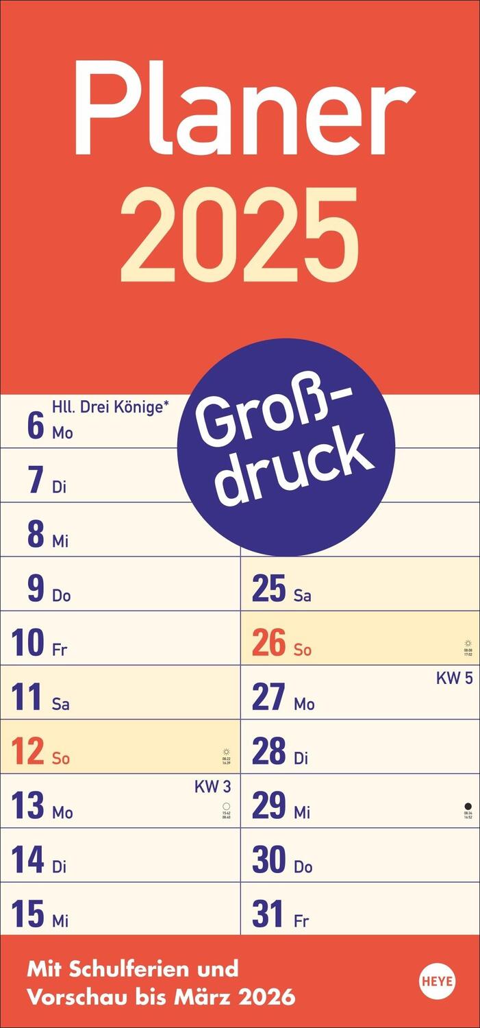 Cover: 9783756405695 | Großdruck Planer 2025 | Heye | Kalender | Bürokalender Heye | 14 S.