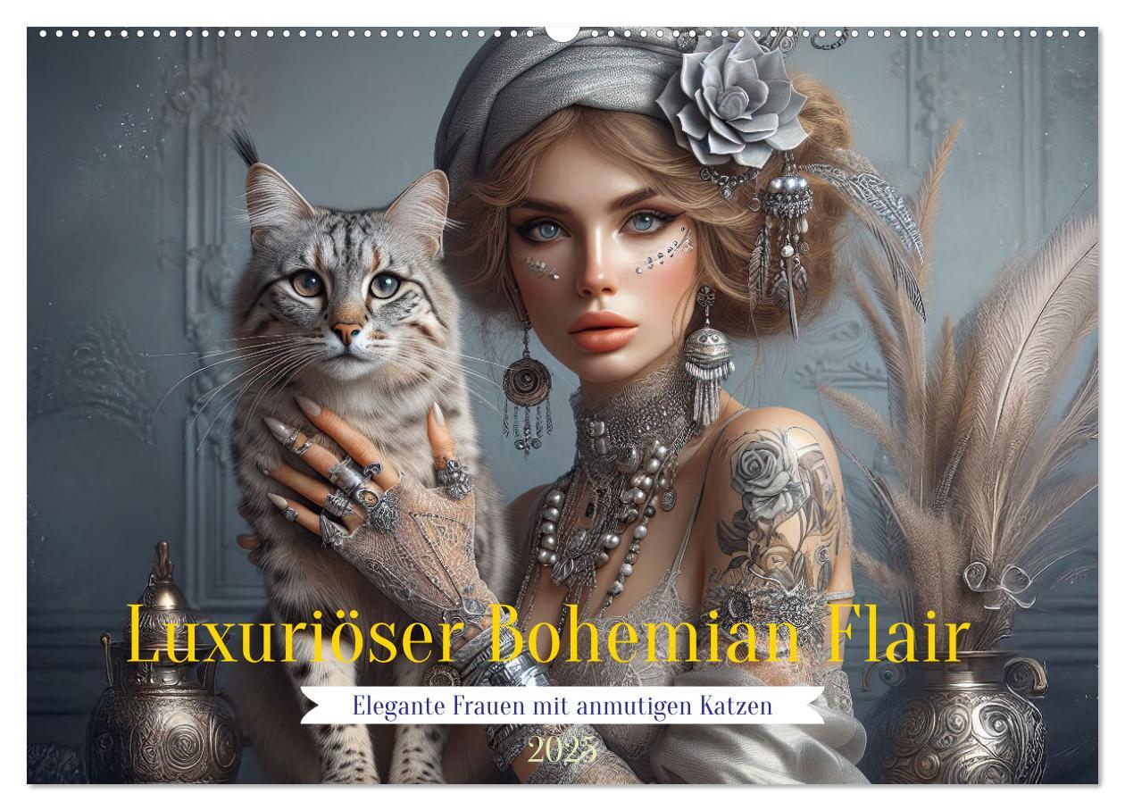 Cover: 9783457201640 | Luxuriöser Bohemian Flair - Elegante Frauen mit anmutigen Katzen...