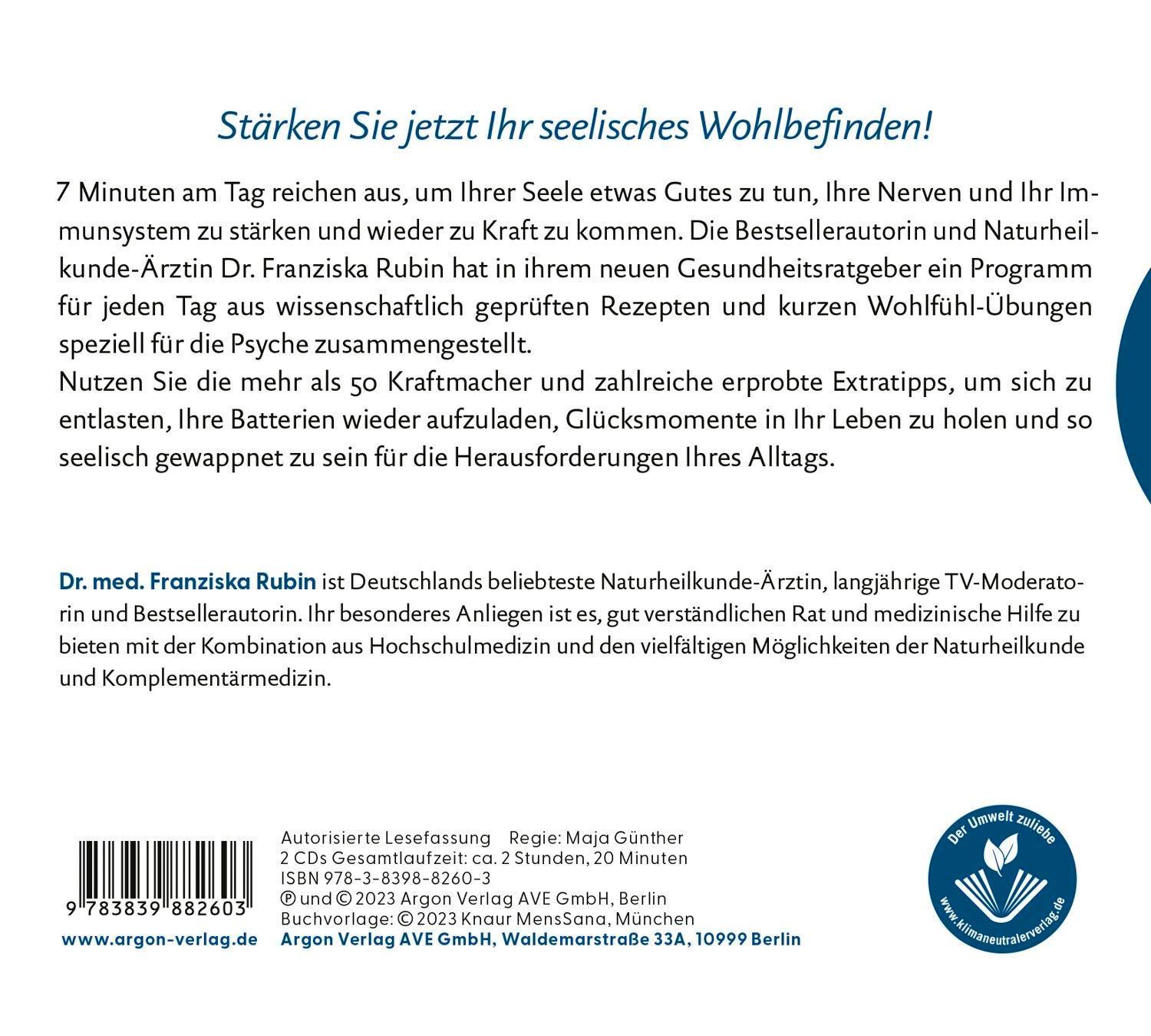 Rückseite: 9783839882603 | 7 Minuten am Tag endlich kraftvoll und gelassen | Franziska Rubin | CD