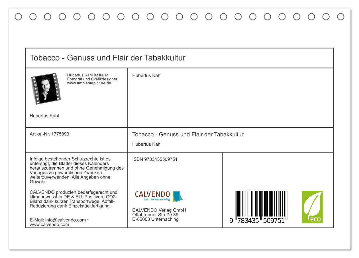 Bild: 9783435509751 | Tobacco - Genuss und Flair der Tabakkultur (Tischkalender 2025 DIN...