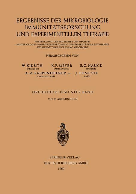 Cover: 9783540025184 | Ergebnisse der Mikrobiologie Immunitätsforschung und...