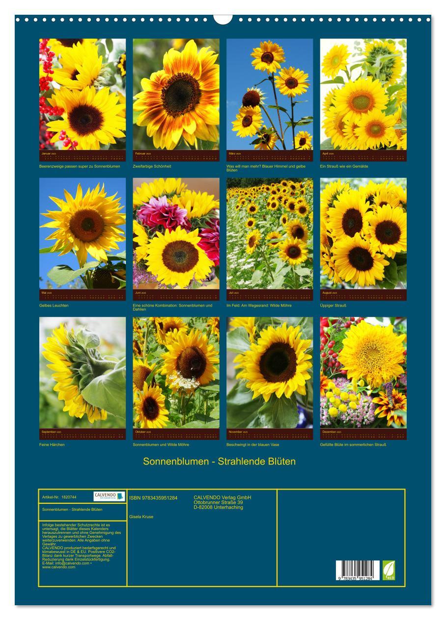 Bild: 9783435951284 | Sonnenblumen - Strahlende Blüten (Wandkalender 2025 DIN A2 hoch),...