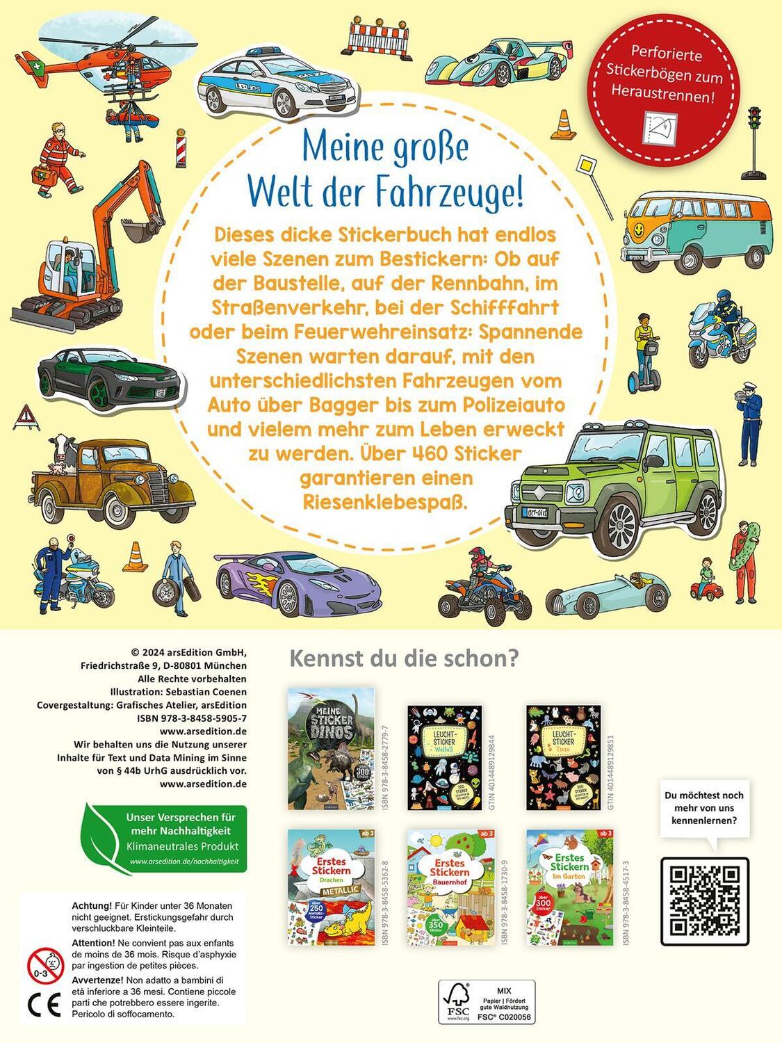 Rückseite: 9783845859057 | Das superdicke Stickerheft - Fahrzeuge | Sebastian Coenen | Buch