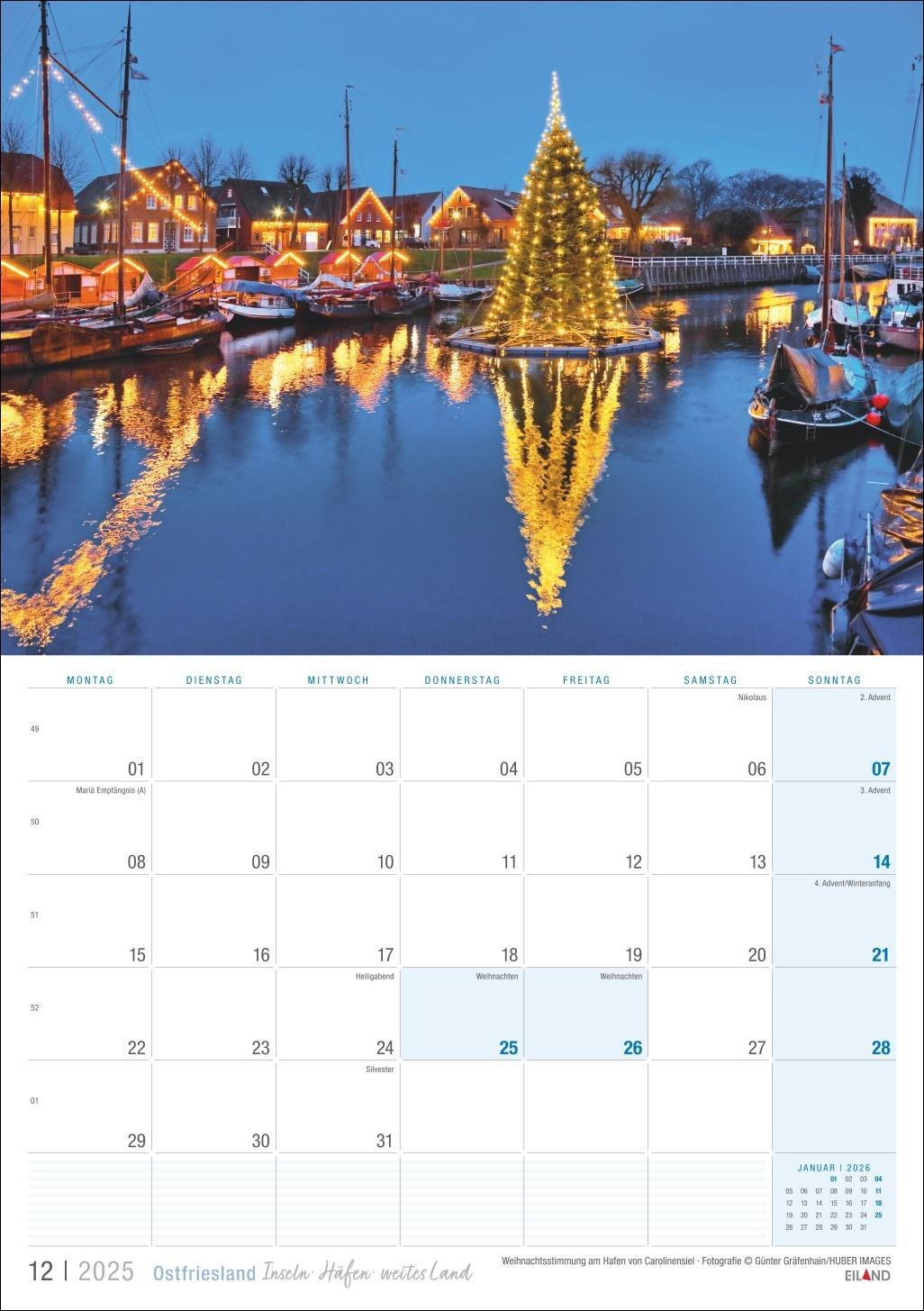 Bild: 9783964023469 | Ostfriesland Kalender 2025 - Inseln · Häfen · weites Land | Eiland