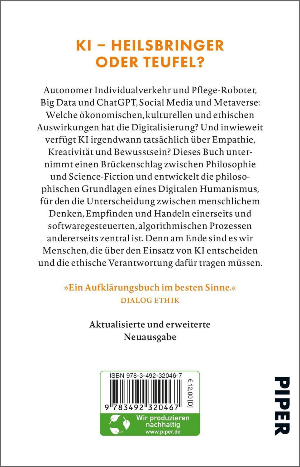 Rückseite: 9783492320467 | Was kann und darf Künstliche Intelligenz? | Nida-Rümelin (u. a.)