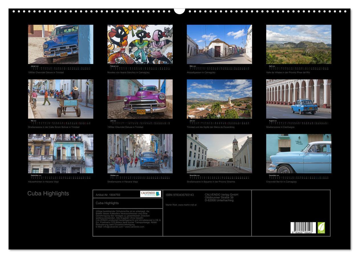 Bild: 9783435793143 | Cuba Highlights (Wandkalender 2025 DIN A2 quer), CALVENDO...