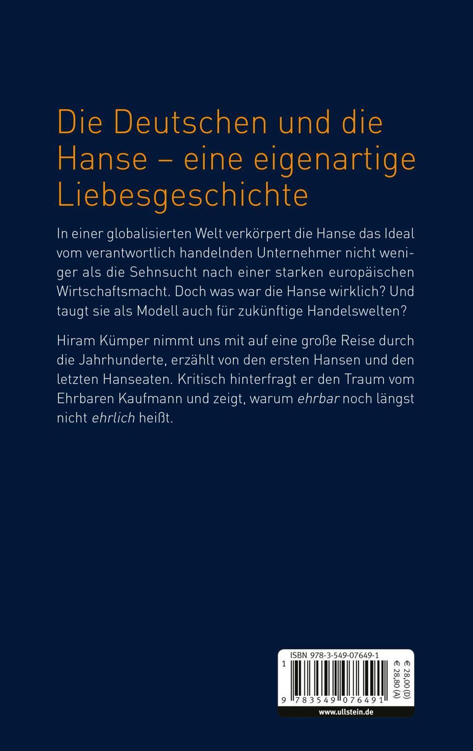 Rückseite: 9783549076491 | Der Traum vom Ehrbaren Kaufmann | Die Deutschen und die Hanse | Kümper