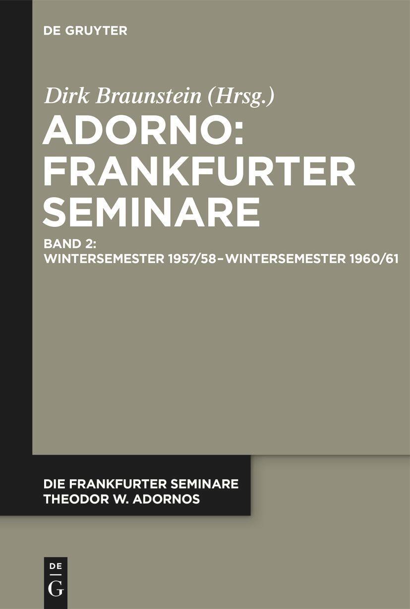 Cover: 9783111110110 | Wintersemester 1957/58 ¿ Wintersemester 1960/61 | Dirk Braunstein | IX