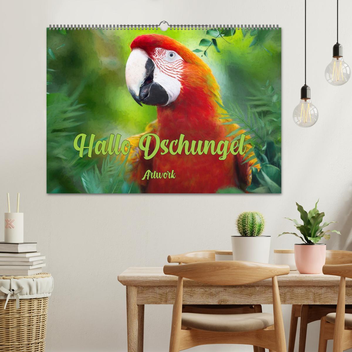 Bild: 9783383951183 | Hallo Dschungel - Artwork (Wandkalender 2025 DIN A2 quer), CALVENDO...