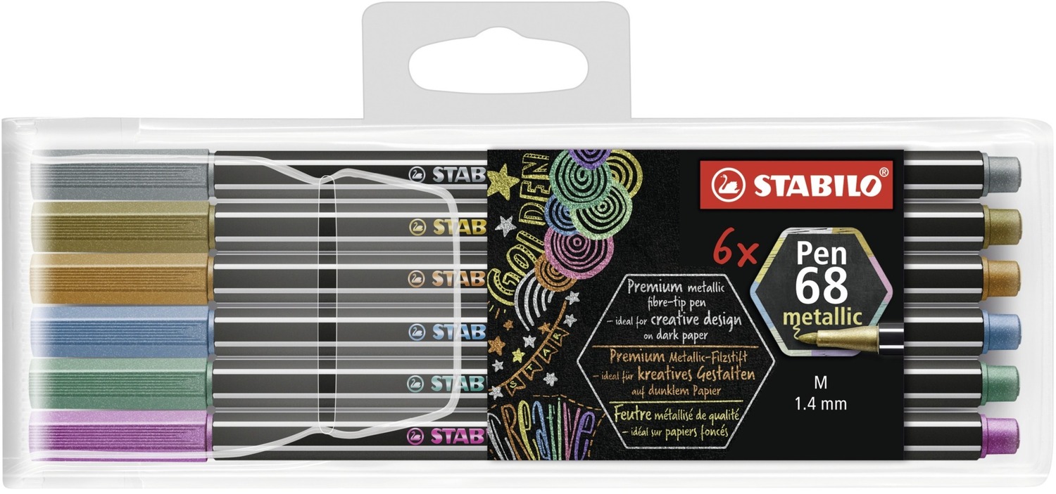 Cover: 4006381546362 | Premium Metallic-Filzstift - STABILO Pen 68 metallic - 6er Pack -...