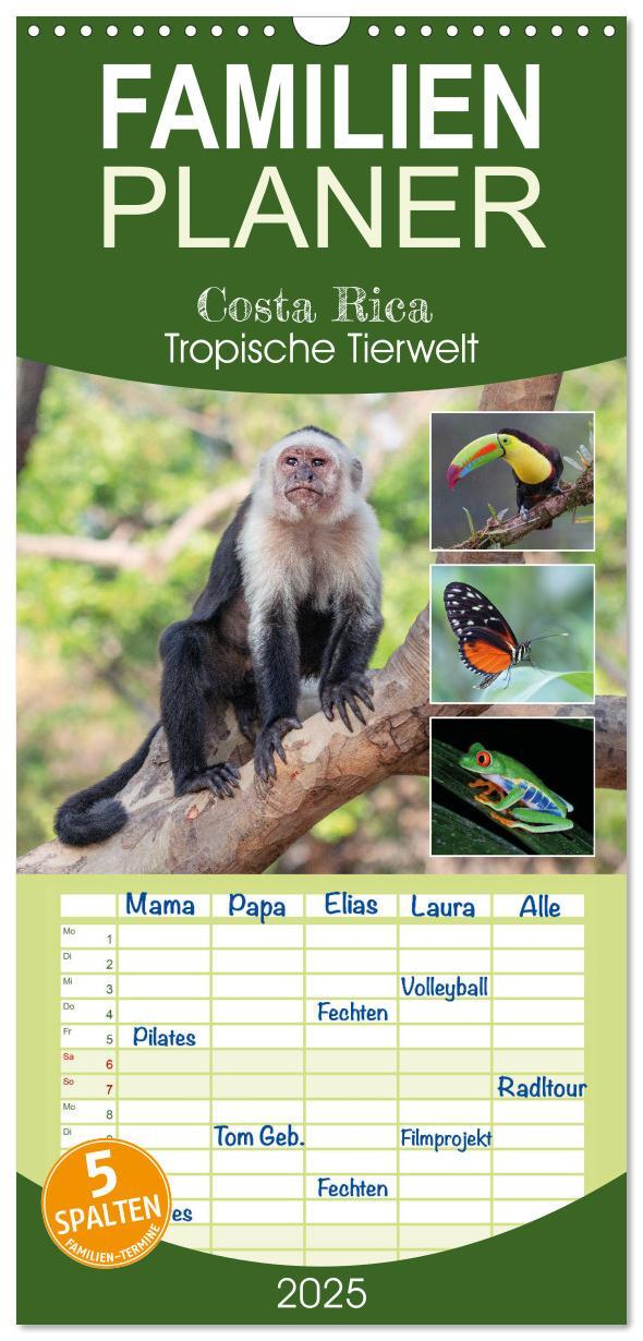 Cover: 9783457099179 | Familienplaner 2025 - Costa Rica - Tropische Tierwelt mit 5 Spalten...