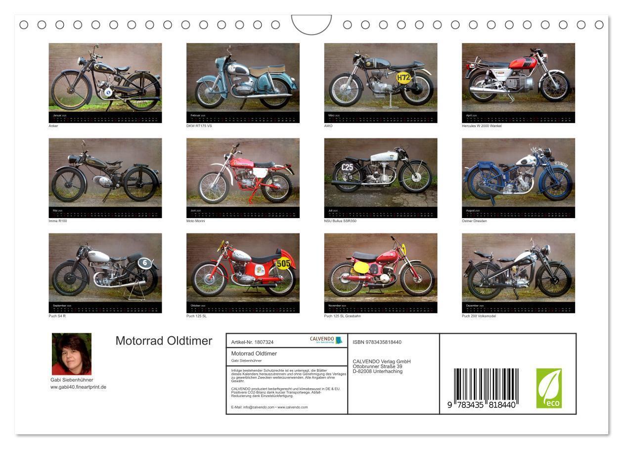 Bild: 9783435818440 | Motorrad Oldtimer (Wandkalender 2025 DIN A4 quer), CALVENDO...