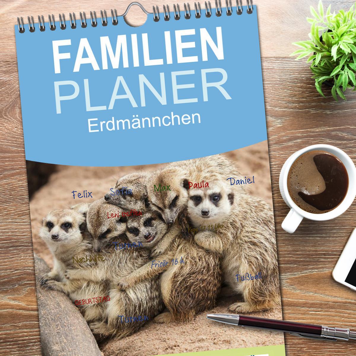 Bild: 9783457109656 | Familienplaner 2025 - Erdmännchen mit 5 Spalten (Wandkalender, 21 x...