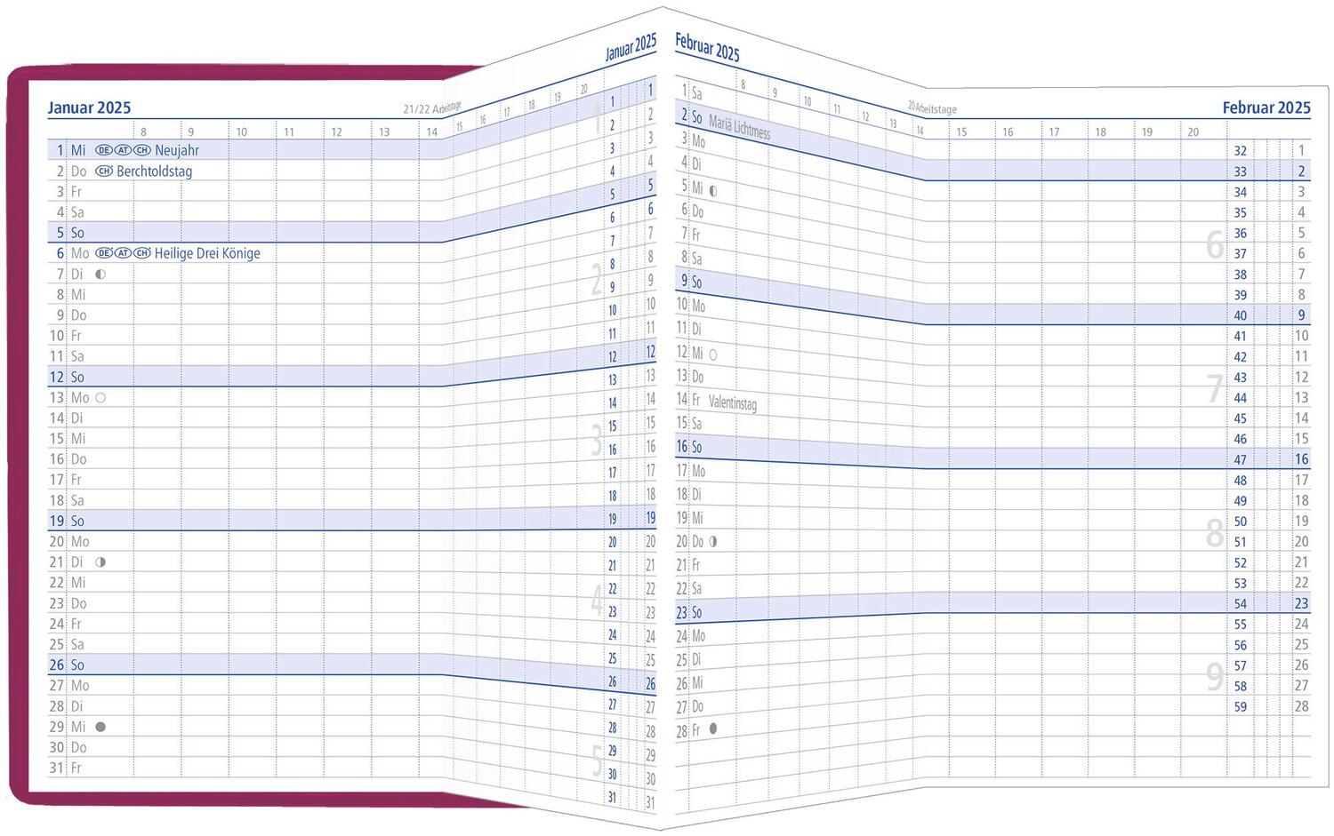 Bild: 4006928026777 | Taschenplaner Leporello PVC rot 2025 - Bürokalender 9,5x16 cm - 1...