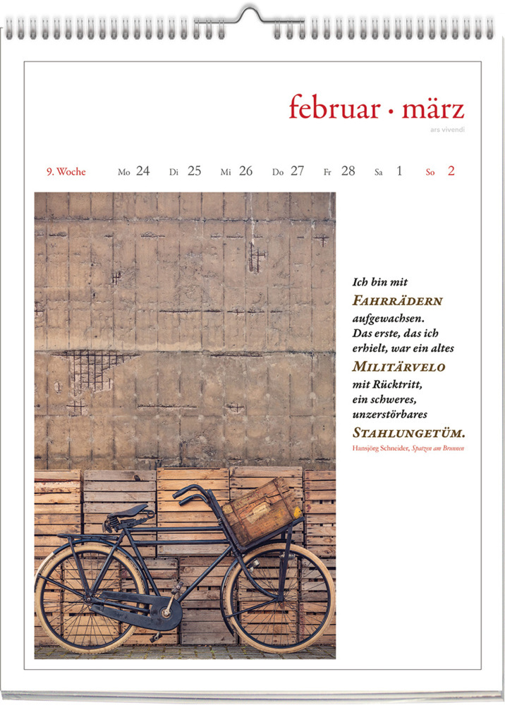 Bild: 9783747205693 | Literarischer Fahrrad - Kalender 2025 | Wochenkalender | Kalender