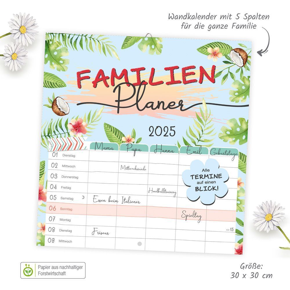 Bild: 9783988021922 | Trötsch Broschürenkalender Familienplaner 2025 | Wandplaner | Co.KG