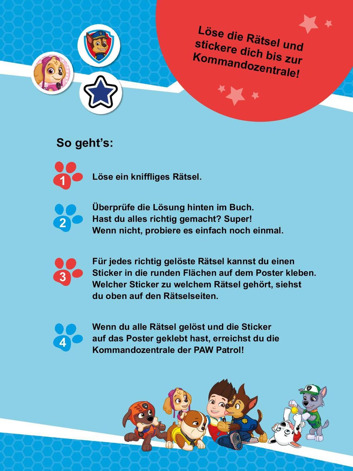 Bild: 9783849945503 | PAW Patrol Poster-Rätselbuch mit Belohnungs-Stickern | Verlag | Buch