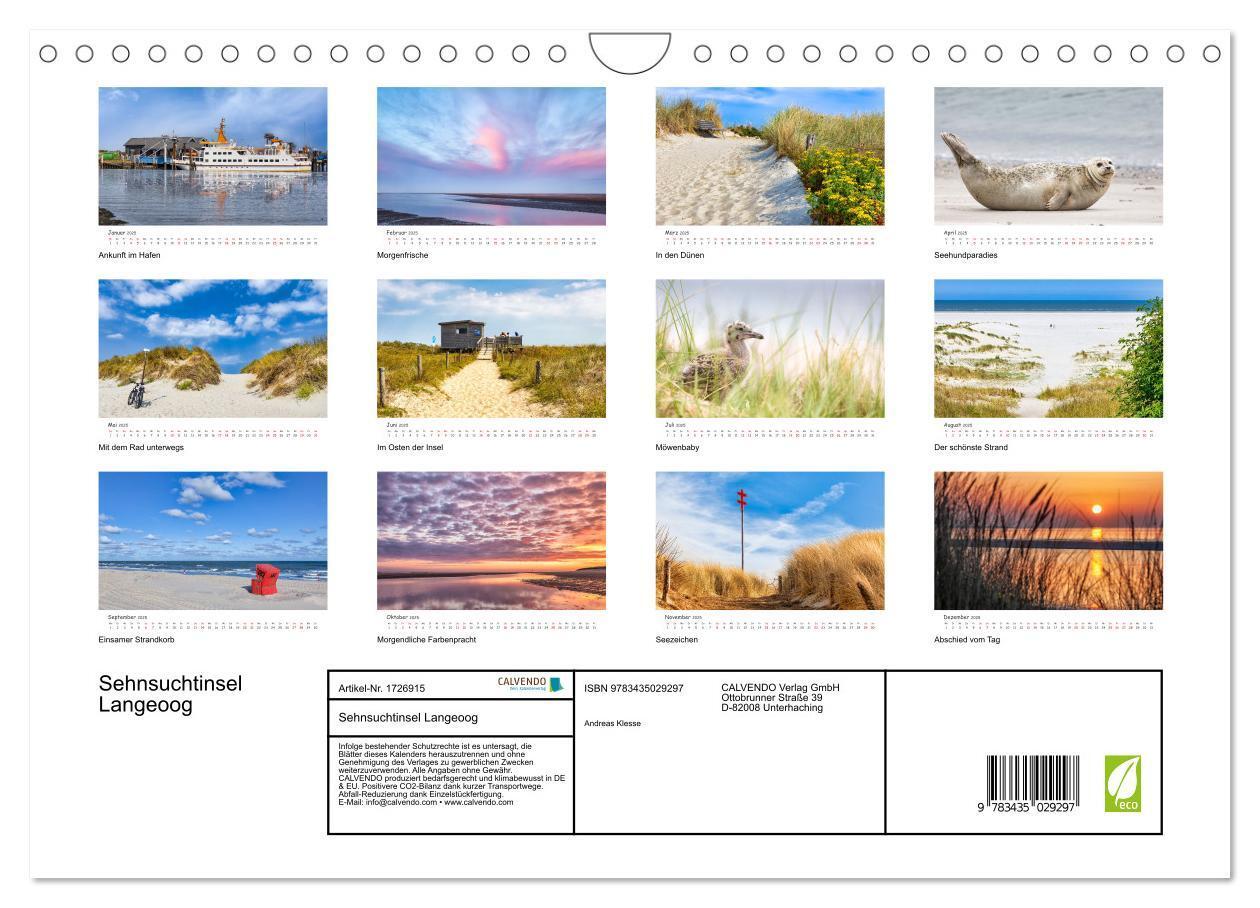 Bild: 9783435029297 | Sehnsuchtinsel Langeoog (Wandkalender 2025 DIN A4 quer), CALVENDO...