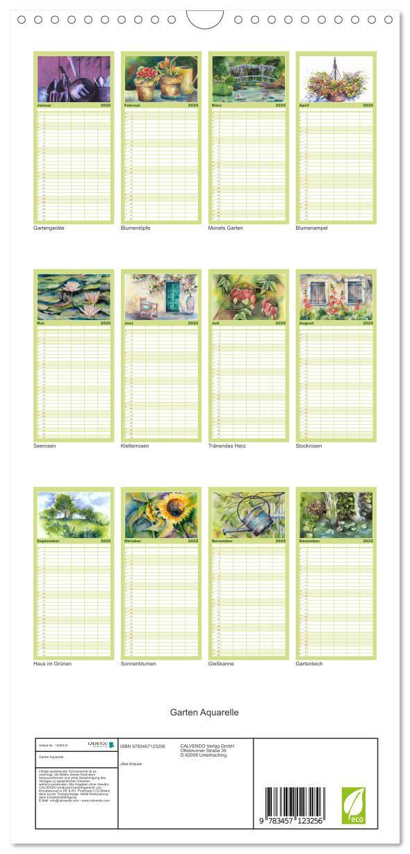 Bild: 9783457123256 | Familienplaner 2025 - Garten Aquarelle mit 5 Spalten (Wandkalender,...