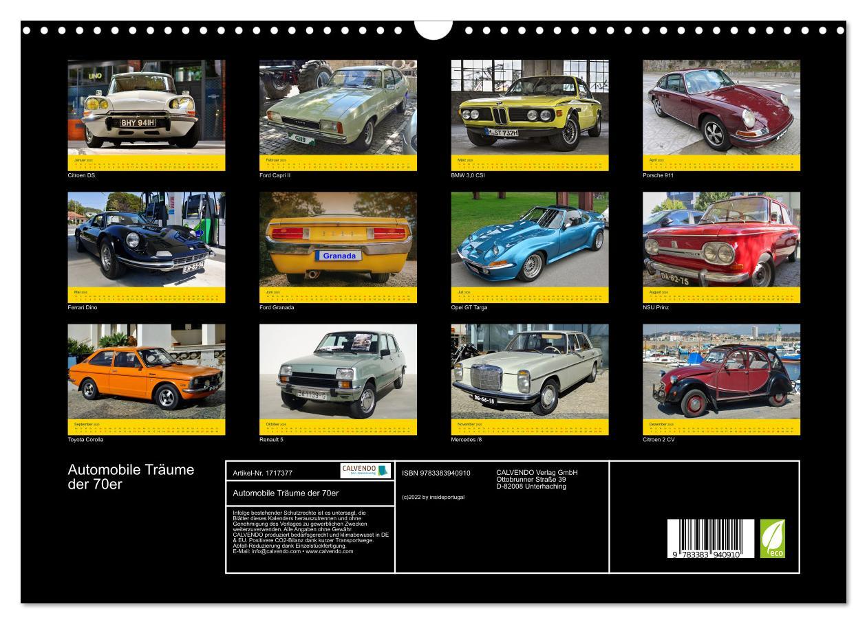 Bild: 9783383940910 | Automobile Träume der 70er (Wandkalender 2025 DIN A3 quer),...