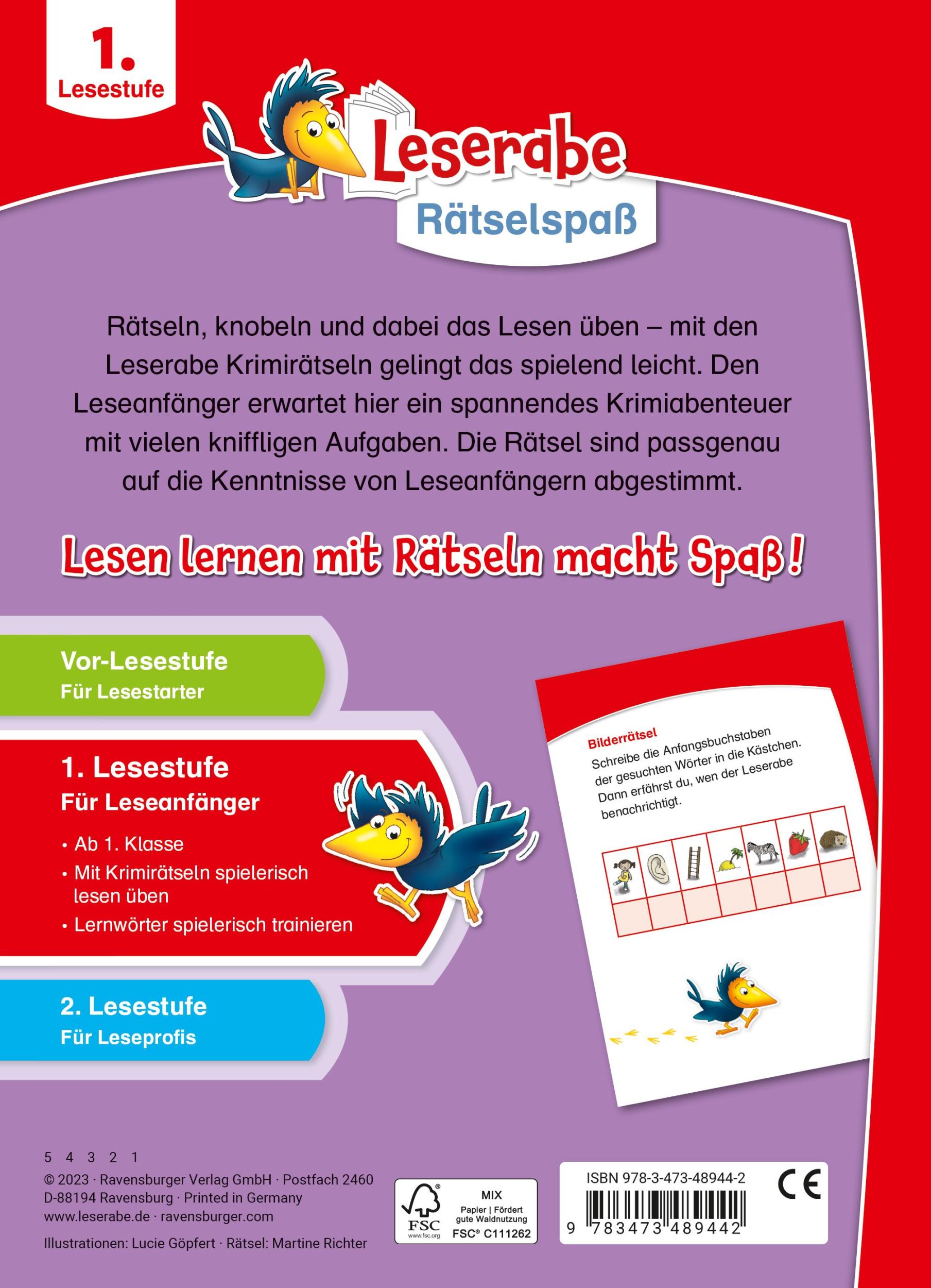 Rückseite: 9783473489442 | Ravensburger Leserabe Rätselspaß - Krimirätsel zum Lesenlernen - 1....