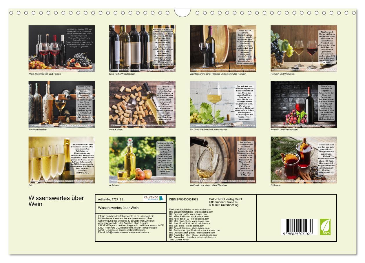 Bild: 9783435031979 | Wissenswertes über Wein (Wandkalender 2025 DIN A3 quer), CALVENDO...