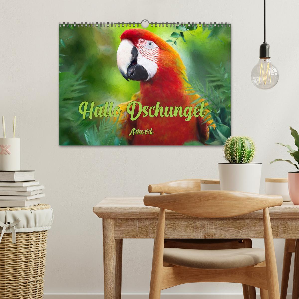 Bild: 9783383952074 | Hallo Dschungel - Artwork (Wandkalender 2025 DIN A3 quer), CALVENDO...