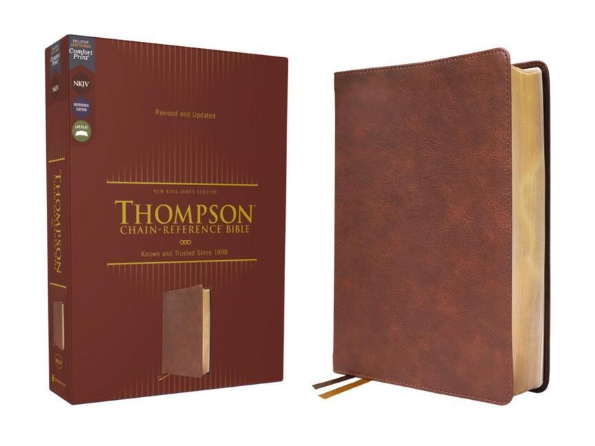 Cover: 9780310459484 | NKJV, Thompson Chain-Reference Bible, Leathersoft, Brown, Red...