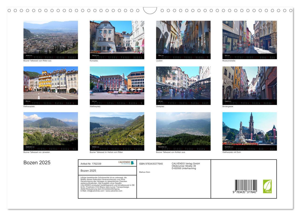 Bild: 9783435377640 | Bozen 2025 (Wandkalender 2025 DIN A3 quer), CALVENDO Monatskalender