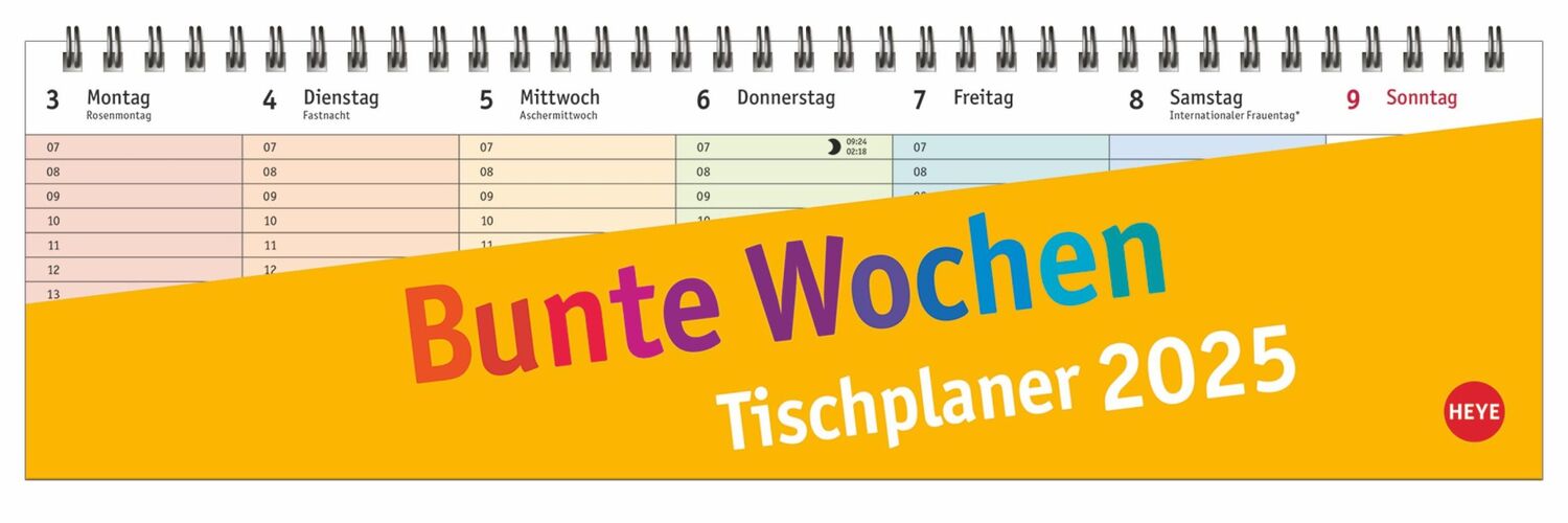 Cover: 9783756406050 | Bunte Wochen Wochenquerplaner 2025 | Heye | Kalender | Spiralbindung