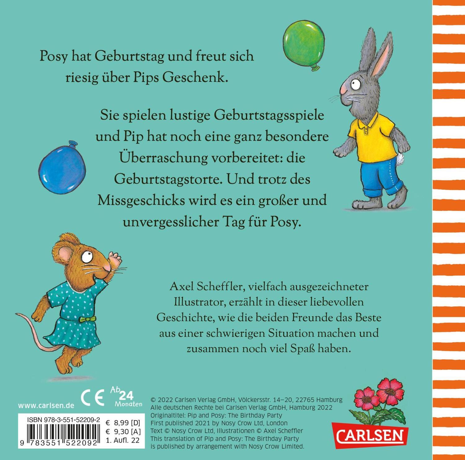 Rückseite: 9783551522092 | Pip und Posy: Pip und Posy feiern Geburtstag | Camilla Reid | Buch