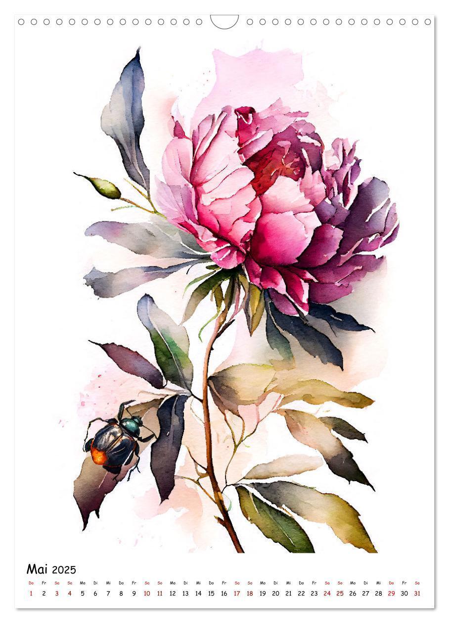 Bild: 9783435883189 | Aquarellmalerei - Blumen und Tiere im Garten (Wandkalender 2025 DIN...