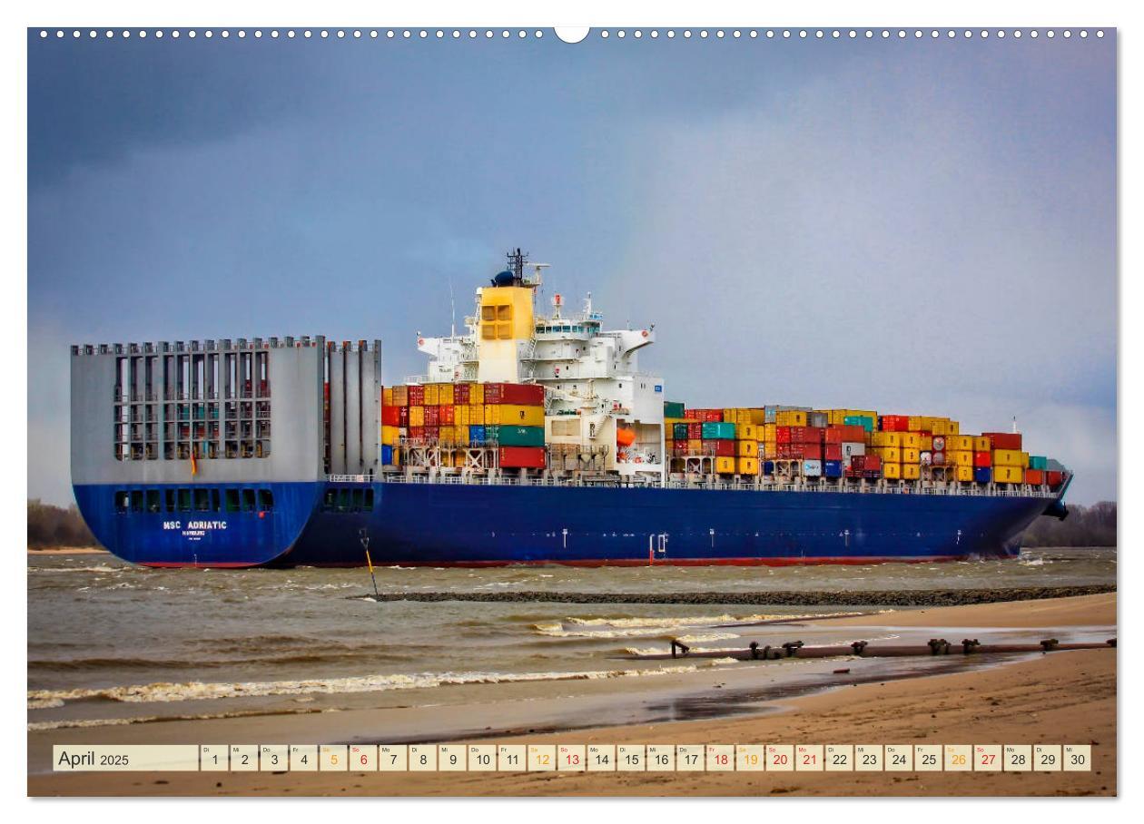 Bild: 9783435382729 | Containerschiffe auf der Elbe (Wandkalender 2025 DIN A2 quer),...