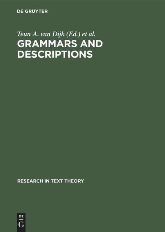 Cover: 9783110057416 | Grammars and Descriptions | (Study in Text Theory and Text Analysis)