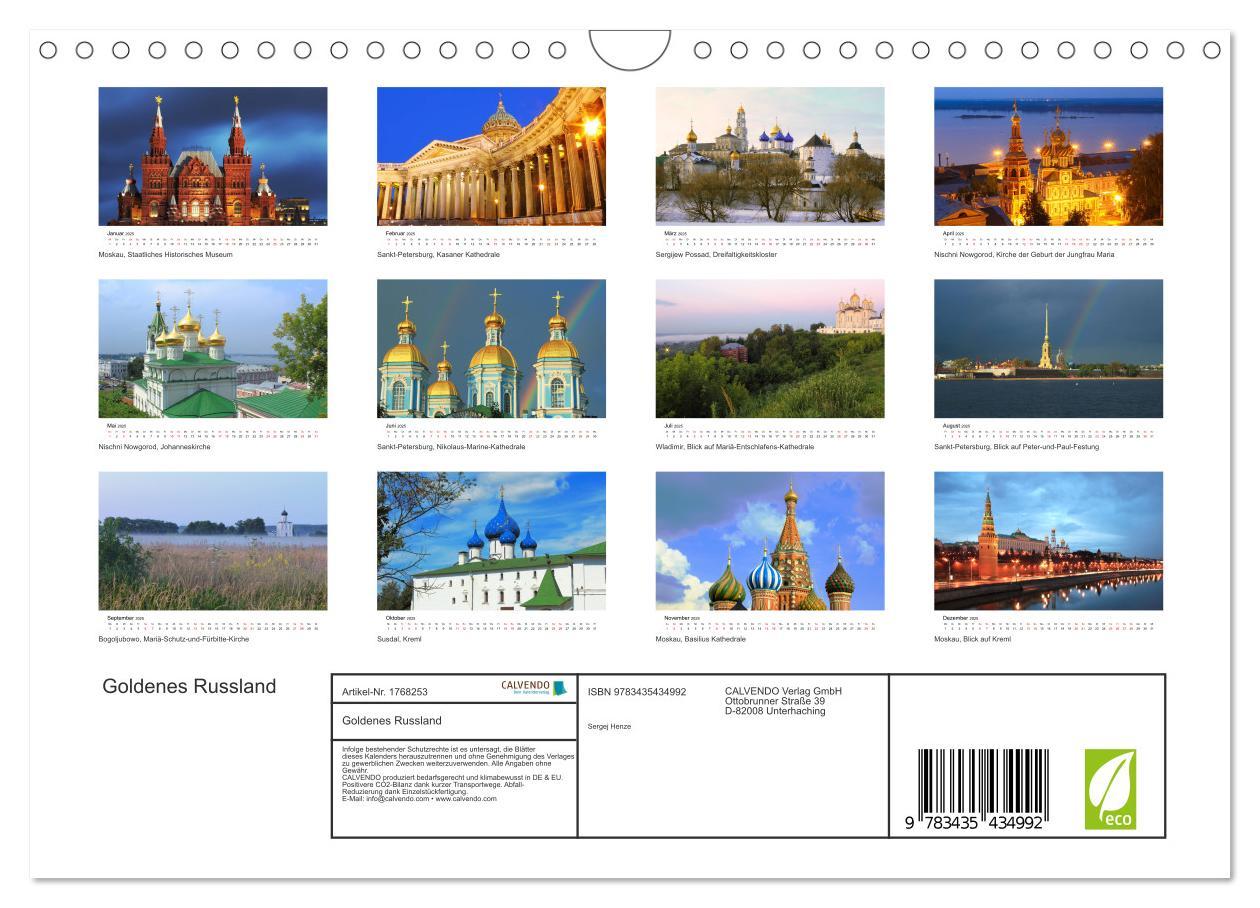 Bild: 9783435434992 | Goldenes Russland (Wandkalender 2025 DIN A4 quer), CALVENDO...