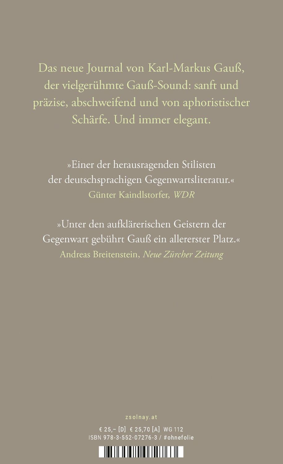 Bild: 9783552072763 | Die Jahreszeiten der Ewigkeit | Journal | Karl-Markus Gauß | Buch