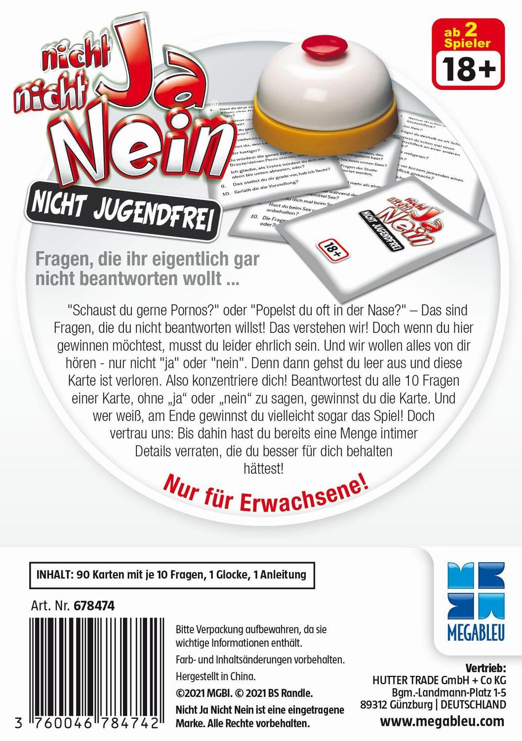 Bild: 3760046784742 | Nicht Ja Nicht Nein - Nicht Jugendfrei | Megableu | Spiel | Deutsch