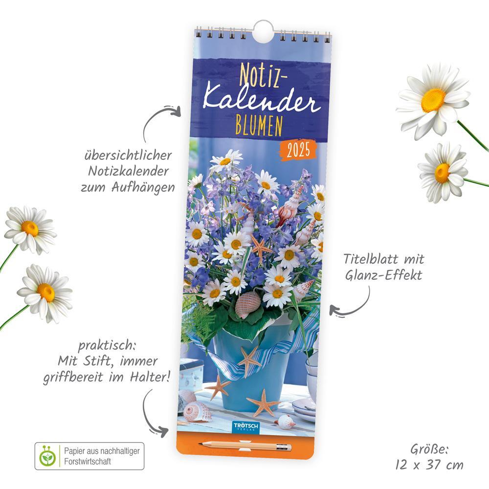 Bild: 9783988022455 | Trötsch Notizkalender mit Stift Hochformat Blumen 2025 | KG | Kalender