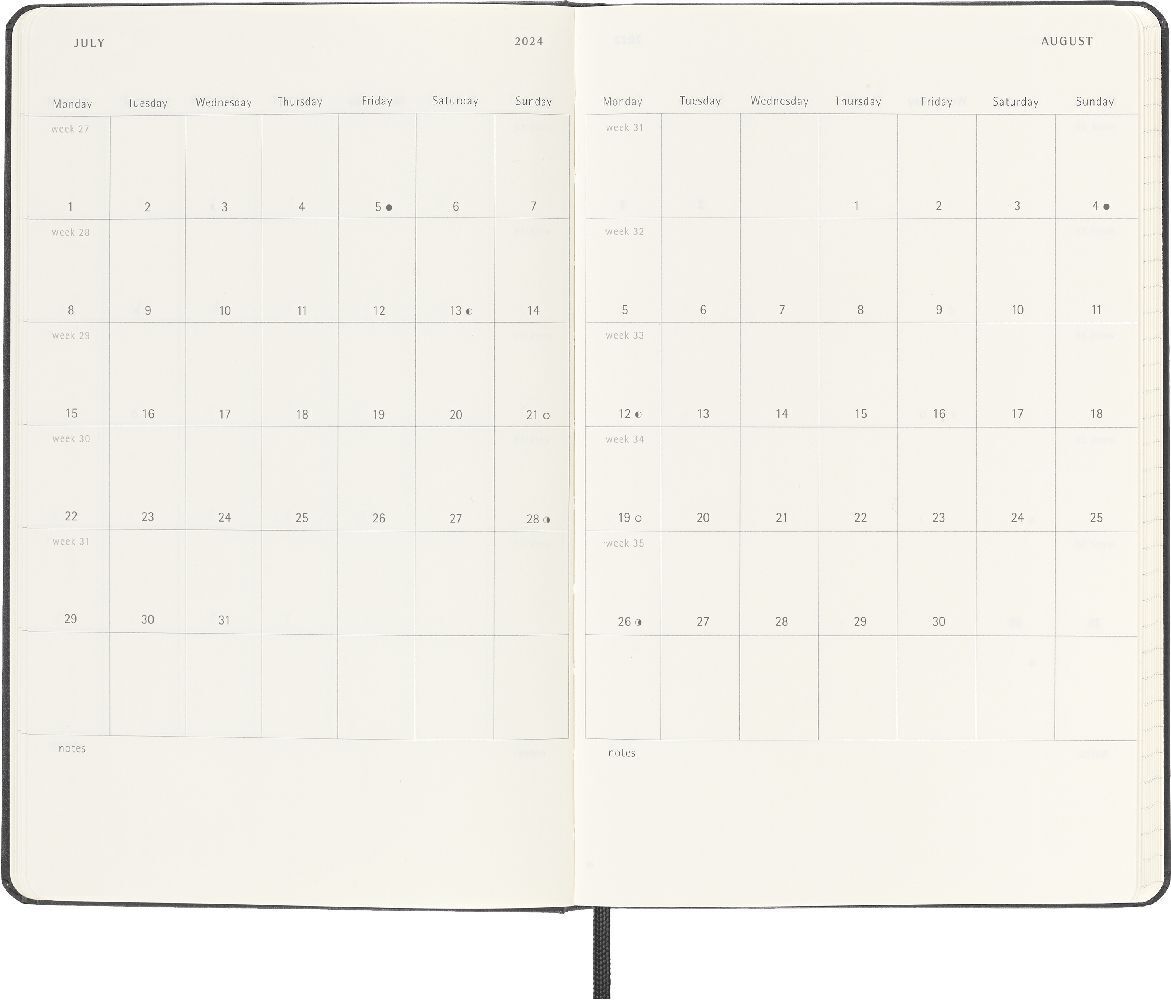 Bild: 8056598856798 | Moleskine 12 Monate Wochenkalender 2024, Large/A5, Schwarz | Buch