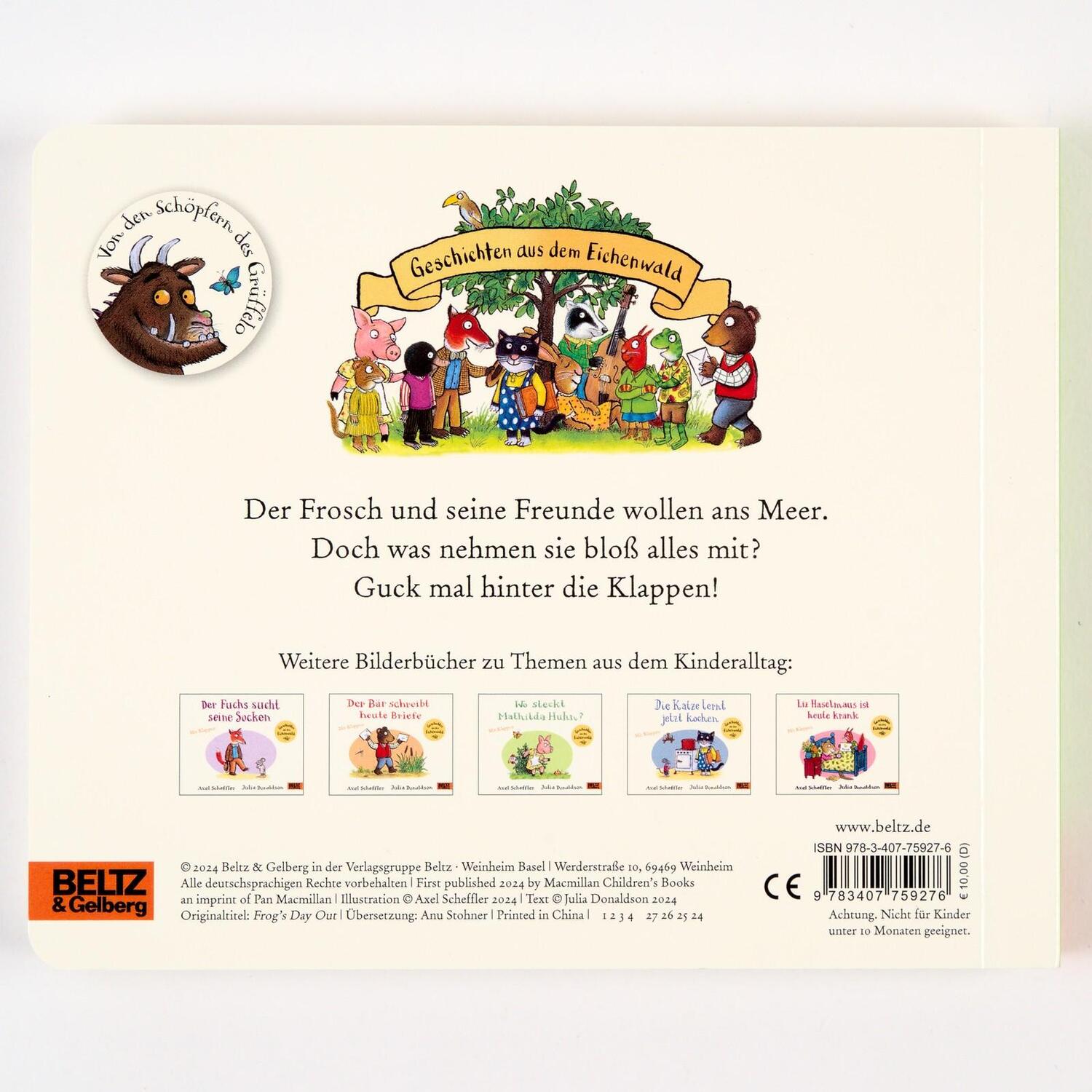 Rückseite: 9783407759276 | Der Frosch freut sich aufs Meer | Axel Scheffler (u. a.) | Buch | 2024