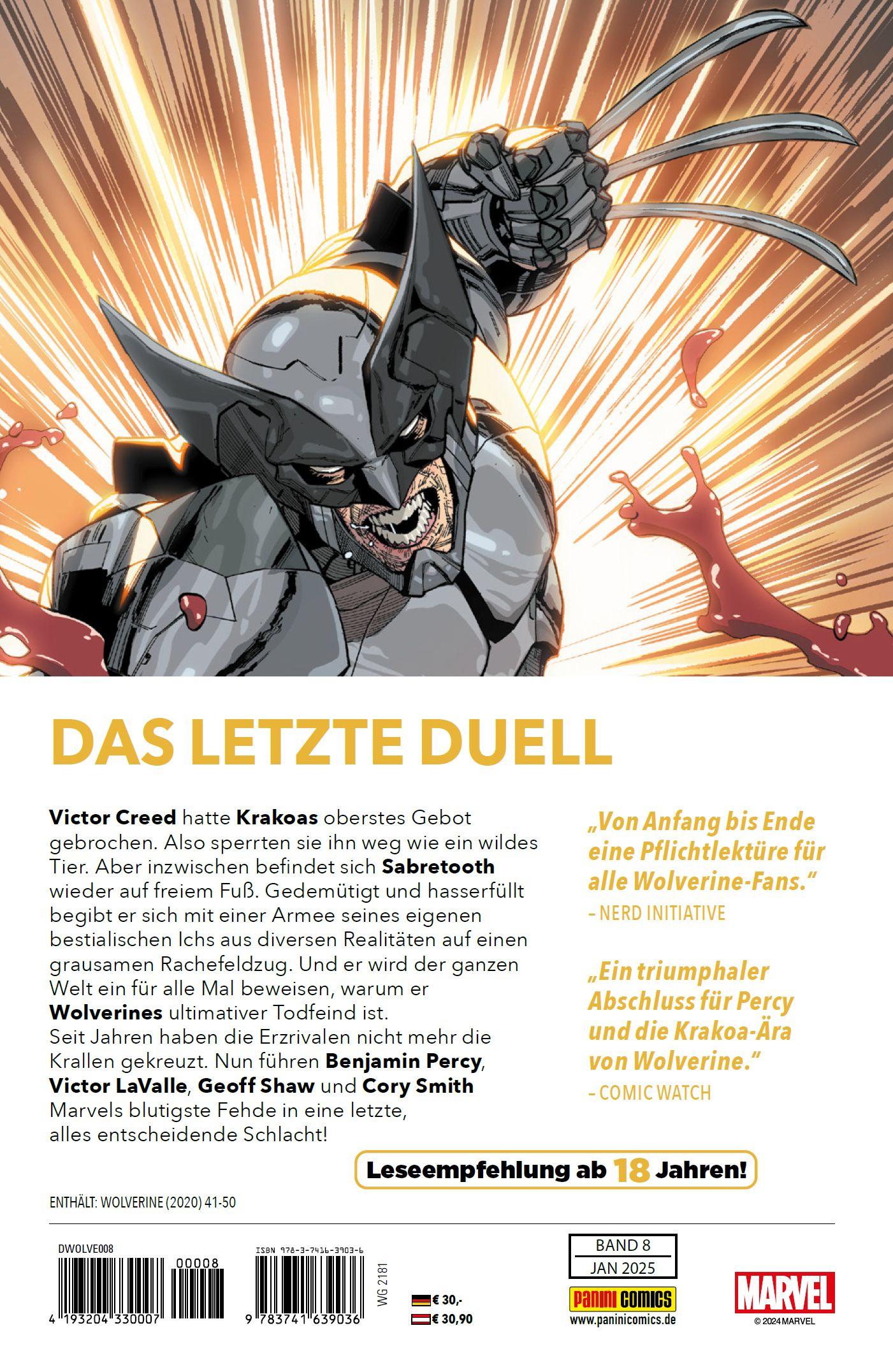 Rückseite: 9783741639036 | Wolverine: Der Beste | Bd. 8: Krieg der Klauen | Percy (u. a.) | Buch